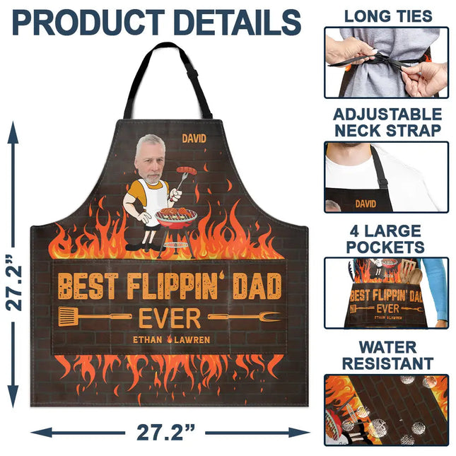 Custom Photo Best Flippin Dad Ever - Personalized Apron