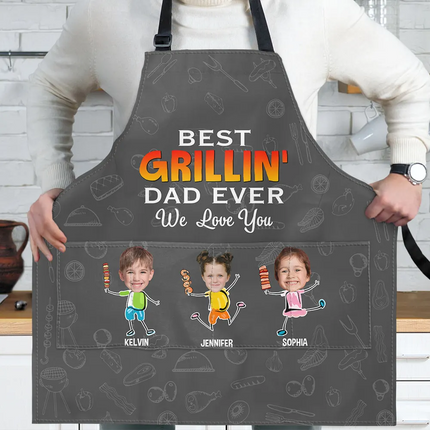 Custom Photo Best Grillin' Dad Ever We Love You - Personalized Apron