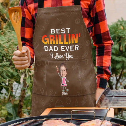 Custom Photo Best Grillin' Dad Ever We Love You - Personalized Apron