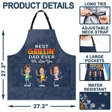 Custom Photo Best Grillin' Dad Ever We Love You - Personalized Apron