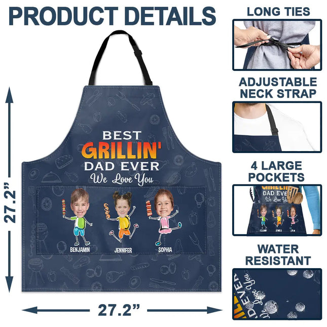 Custom Photo Best Grillin' Dad Ever We Love You - Personalized Apron
