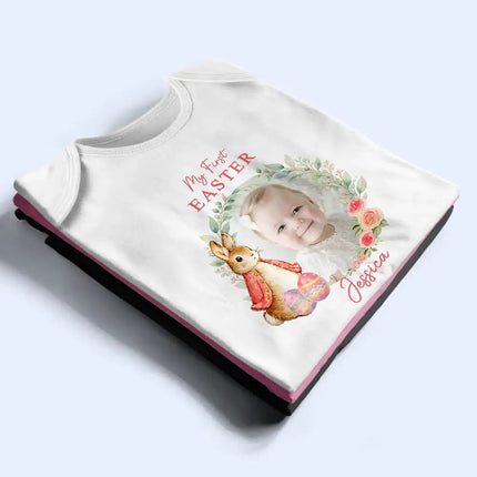 Custom Photo Bunny First Easter - Personalized Baby Onesie
