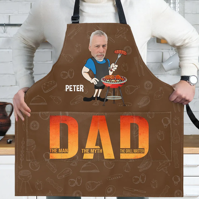 Custom Photo Dad The Man The Myth The Grill Master - Personalized Apron