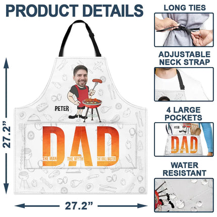 Custom Photo Dad The Man The Myth The Grill Master - Personalized Apron