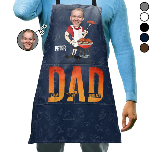 Custom Photo Dad The Man The Myth The Grill Master - Personalized Apron
