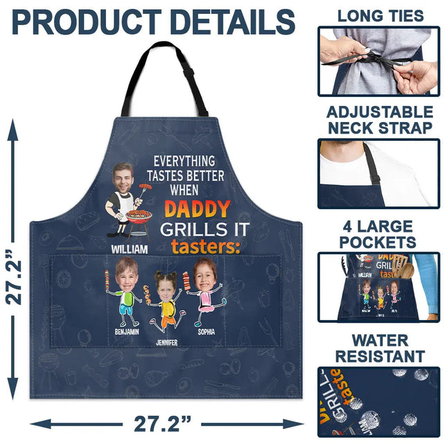 Everything Tastes Better When Daddy Grills It - Personalized Apron