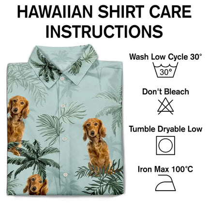 Custom Photo Family Pet Face Palm Tree Pattern - Personalized Hawaiian Shirt