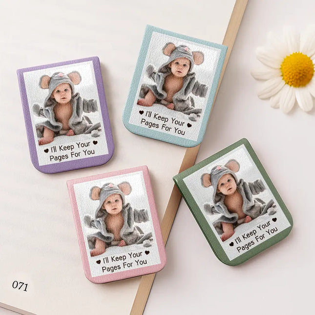 Custom Photo I'll Keep Your Pages For You - Personalized Leather Magnetic Bookmark