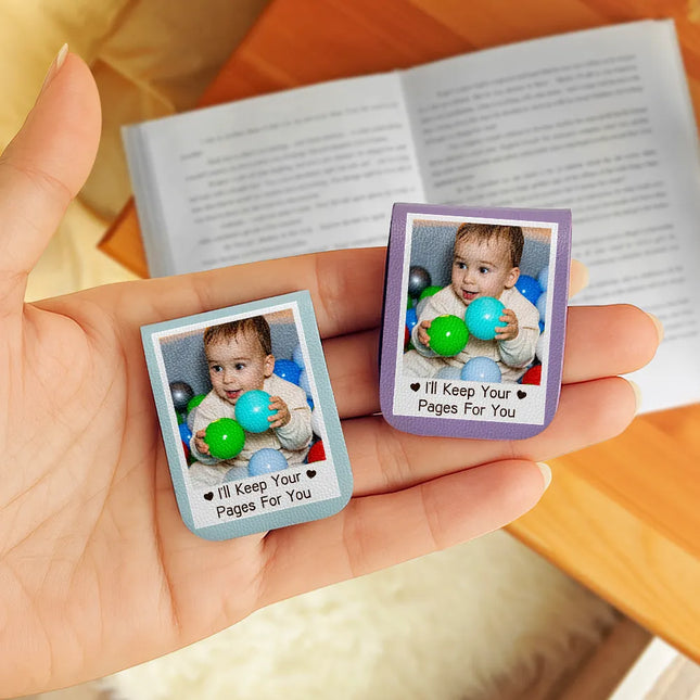 Custom Photo I'll Keep Your Pages For You - Personalized Leather Magnetic Bookmark
