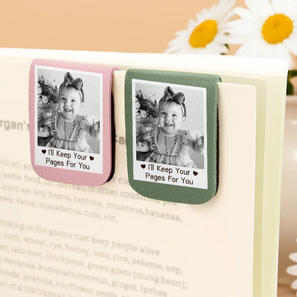 Custom Photo I'll Keep Your Pages For You - Personalized Leather Magnetic Bookmark