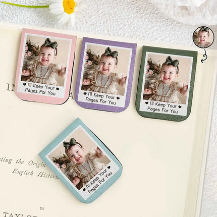 Custom Photo I'll Keep Your Pages For You - Personalized Leather Magnetic Bookmark