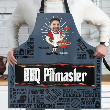 Custom Photo Meat Smoking Grillfather - Personalized Apron