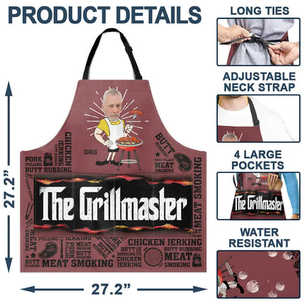 Custom Photo Meat Smoking Grillfather - Personalized Apron