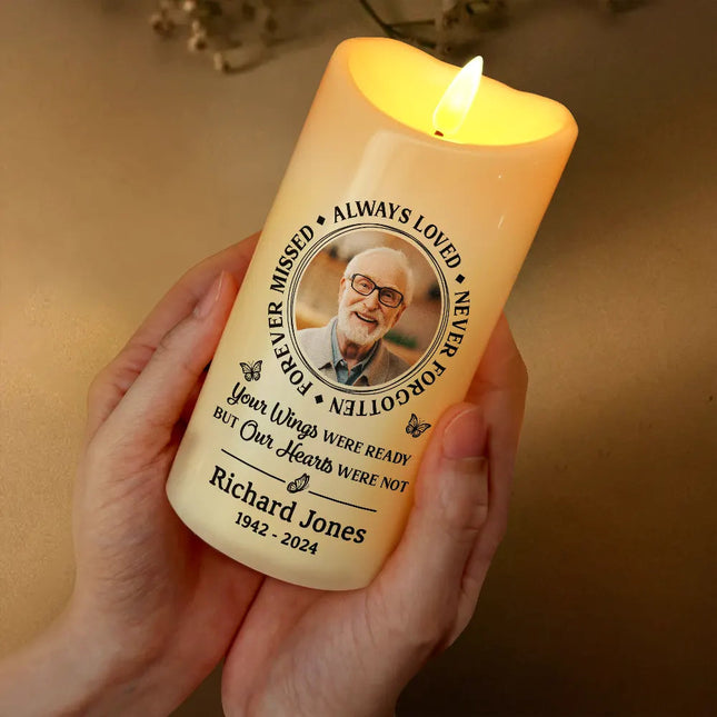 Custom Photo Memorial Always Loved Never Forgotten - Personalized Flameless LED Candle