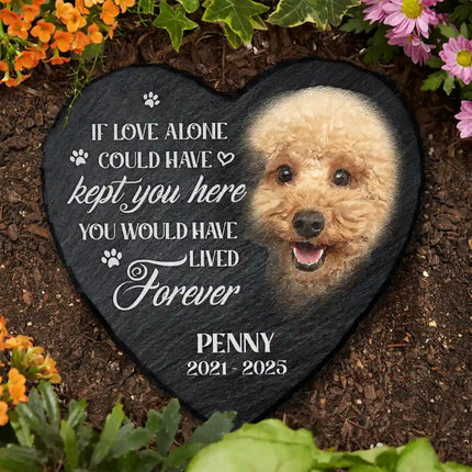 Custom Photo Memorial Dog Cat You Left A Paw Print - Personalized Heart Memorial Garden Stone