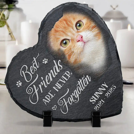 Custom Photo Memorial Dog Cat You Left A Paw Print - Personalized Heart Memorial Garden Stone