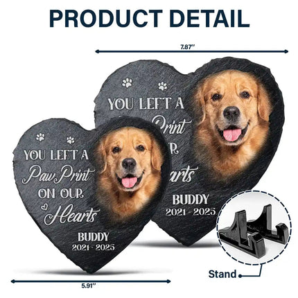 Custom Photo Memorial Dog Cat You Left A Paw Print - Personalized Heart Memorial Garden Stone