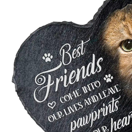 Custom Photo Memorial Dog Cat You Left A Paw Print - Personalized Heart Memorial Garden Stone