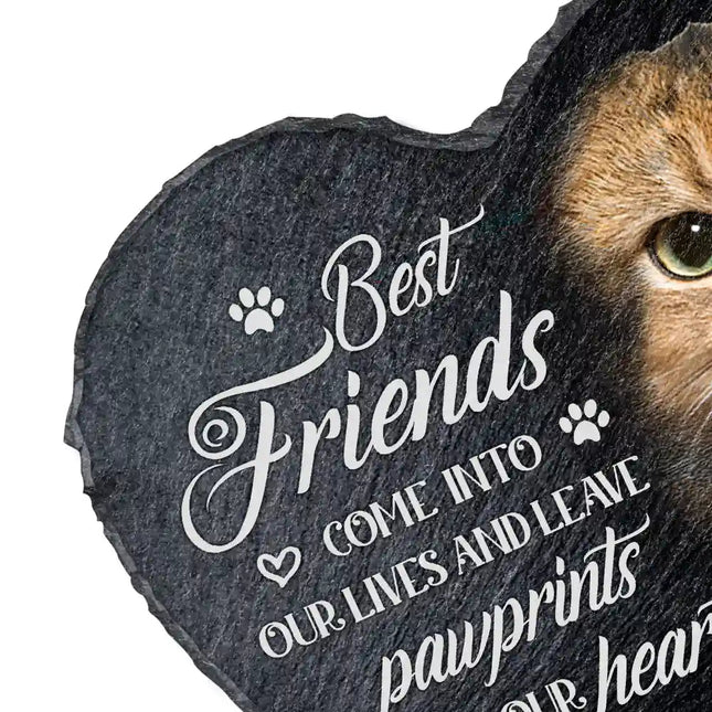 Custom Photo Memorial Dog Cat You Left A Paw Print - Personalized Heart Memorial Garden Stone