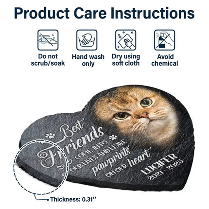 Custom Photo Memorial Dog Cat You Left A Paw Print - Personalized Heart Memorial Garden Stone