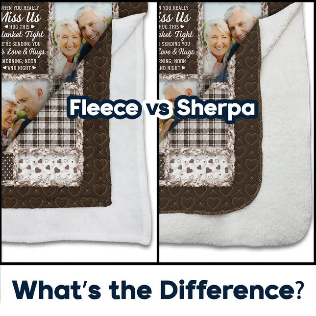 Custom Photo Memorial When You Really Miss Me Hug This Blanket - Personalized Fleece Blanket, Sherpa Blanket
