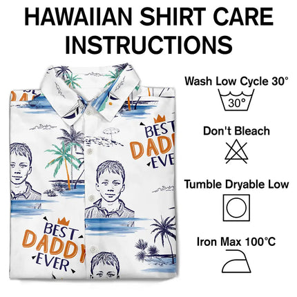 Custom Photo Pencil Drawing Best Dad Grandpa Ever - Personalized Hawaiian Shirt