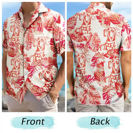 Custom Photo Pencil Drawing Palm Leaf Vacation Vibe - Personalized Hawaiian Shirt