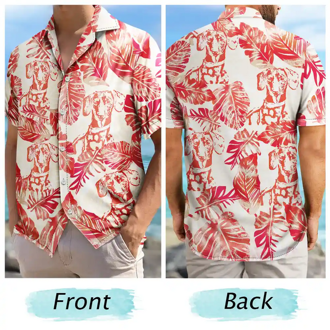 Custom Photo Pencil Drawing Palm Leaf Vacation Vibe - Personalized Hawaiian Shirt