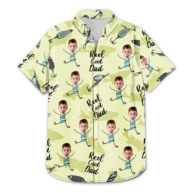 Custom Photo Reel Cool Dad Dancing Kids - Personalized Hawaiian Shirt