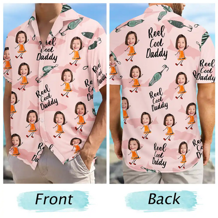 Custom Photo Reel Cool Dad Dancing Kids - Personalized Hawaiian Shirt