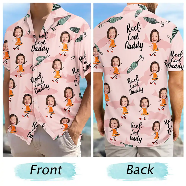 Custom Photo Reel Cool Dad Dancing Kids - Personalized Hawaiian Shirt