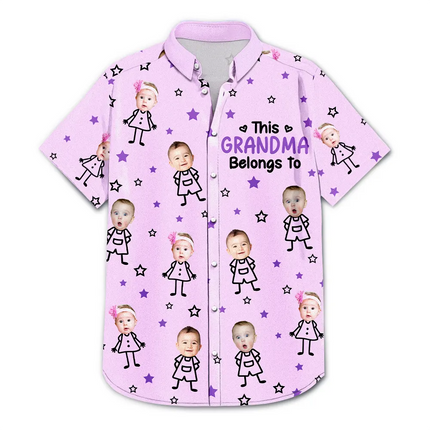 Custom Photo This Grandpa Grandma Dad Mom Belongs To Kids Pet - Personalized Hawaiian Shirt