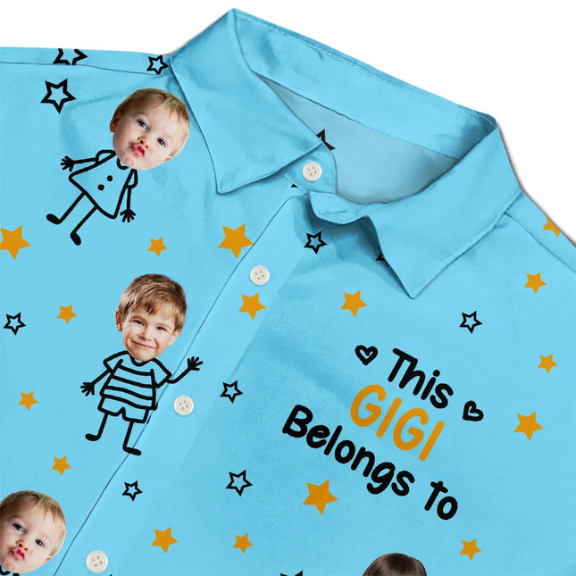 Custom Photo This Grandpa Grandma Dad Mom Belongs To Kids Pet - Personalized Hawaiian Shirt