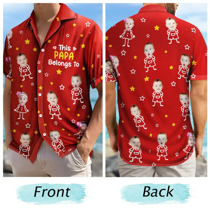 Custom Photo This Grandpa Grandma Dad Mom Belongs To Kids Pet - Personalized Hawaiian Shirt