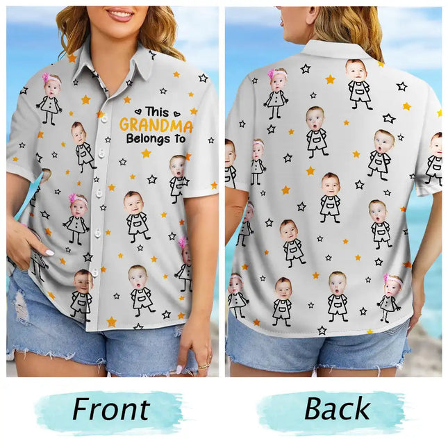 Custom Photo This Grandpa Grandma Dad Mom Belongs To Kids Pet - Personalized Hawaiian Shirt