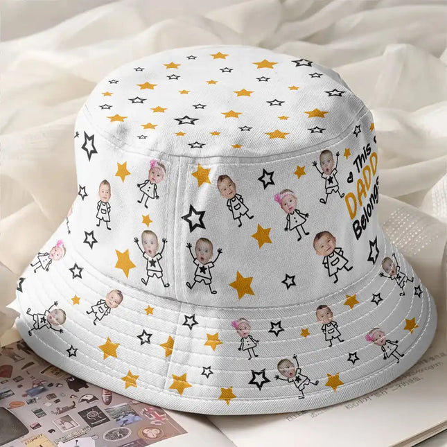 Custom Photo This Grandpa Grandma Dad Mom Belongs To Kids Pet - Personalized Bucket Hat