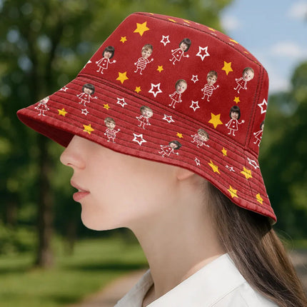 Custom Photo This Grandpa Grandma Dad Mom Belongs To Kids Pet - Personalized Bucket Hat