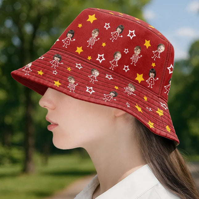 Custom Photo This Grandpa Grandma Dad Mom Belongs To Kids Pet - Personalized Bucket Hat