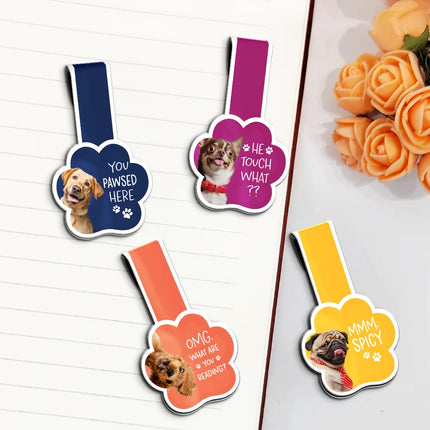 Custom Photo You Pawsed Here - Personalized Custom Shaped Magnetic Bookmark Clip