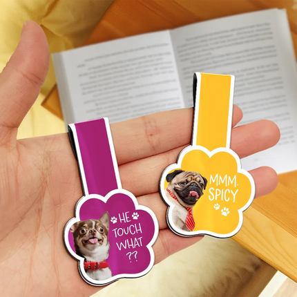 Custom Photo You Pawsed Here - Personalized Custom Shaped Magnetic Bookmark Clip