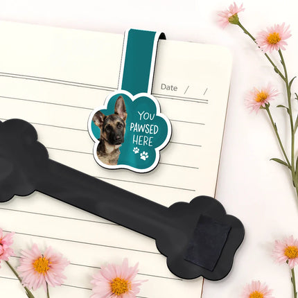 Custom Photo You Pawsed Here - Personalized Custom Shaped Magnetic Bookmark Clip