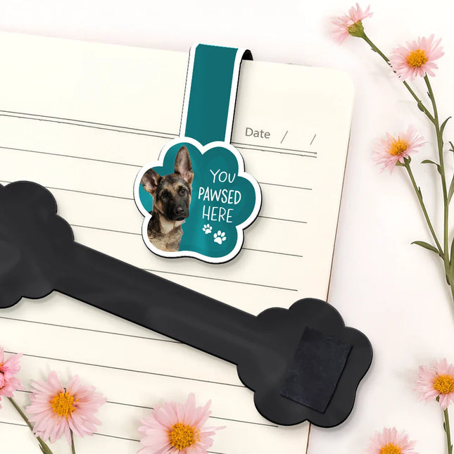 Custom Photo You Pawsed Here - Personalized Custom Shaped Magnetic Bookmark Clip
