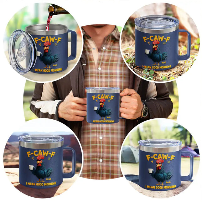 I Mean Good Morning - Personalized 14oz Stainless Steel Tumbler With Handle