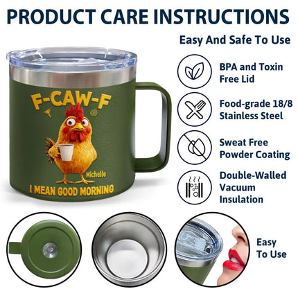 I Mean Good Morning - Personalized 14oz Stainless Steel Tumbler With Handle