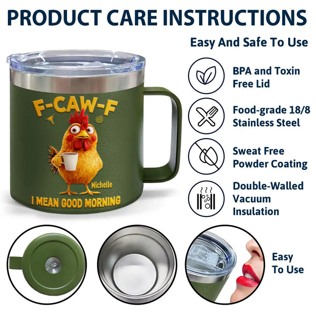 I Mean Good Morning - Personalized 14oz Stainless Steel Tumbler With Handle