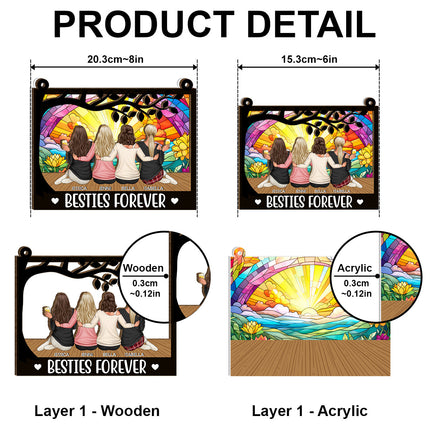 Besties Suncatcher Ornament - Personalized Acrylic Window Suncatcher Ornament - Gift For Sisters Besties