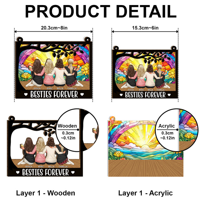 Besties Suncatcher Ornament - Personalized Acrylic Window Suncatcher Ornament - Gift For Sisters Besties