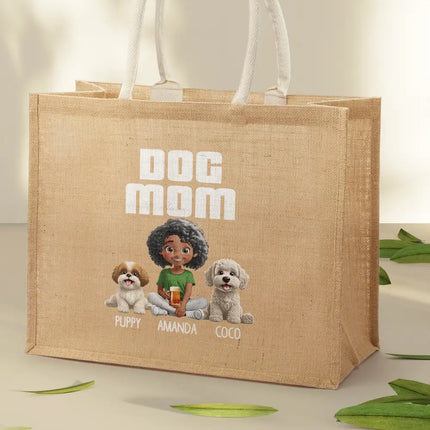 Dog Mom A Girl And Her Dog - Personalized Jute Beach Bag