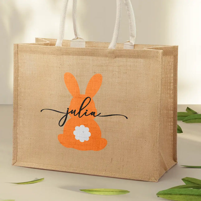 Easter Egg Hunt - Personalized Jute Beach Bag
