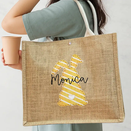 Easter Egg Hunt - Personalized Jute Beach Bag